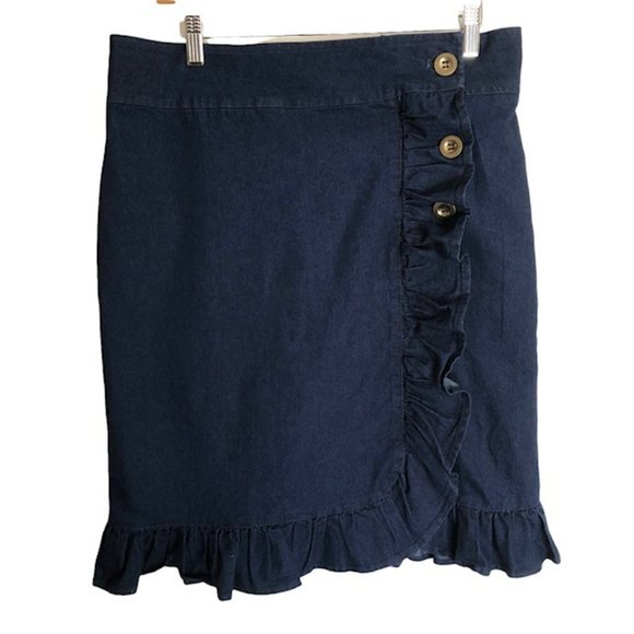 Vesti Skirts Vesti Ruffled Denim Skirt Size 8 Poshmark